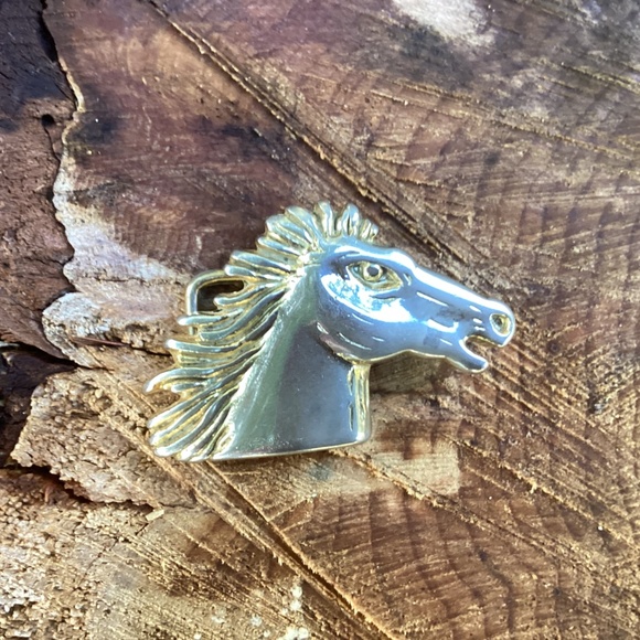 Vintage Heavy Metal Artistic Stallion Horse Belt Buckle/Scarf Slide main image 5